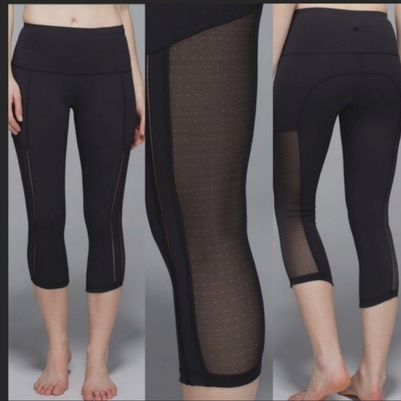 LULULEMON Hot to street mesh crop leggings… - Picture 1 of 8